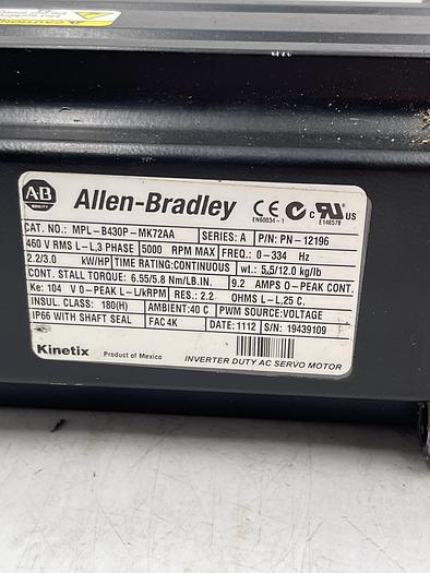 Used Allen-Bradley MPL-B430P-MK72AA Ser A Wittenstien LP-090-M01-5-111