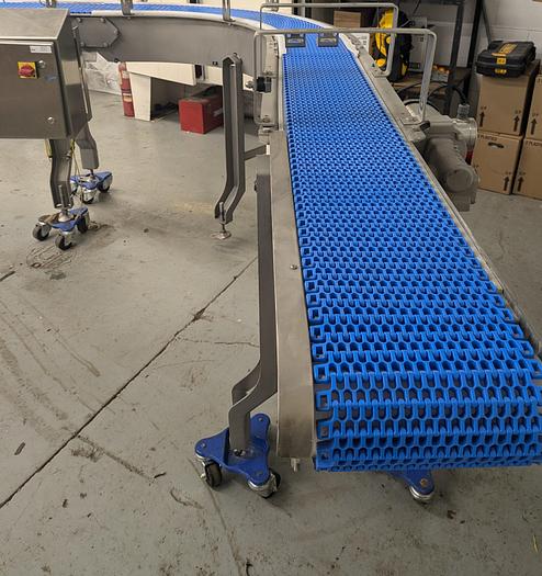 Used conveyor belt, 90 degree, stainless frame
