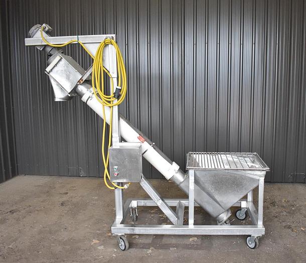 Used USED STAINLESS STEEL INCLINE SCREW CONVEYOR, 6'' DIAMETER X 96'' LONG