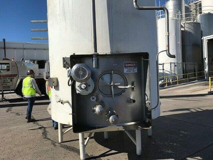 Used Cherry Burrell 5000 Gallon Jacketed Stainless Steel Silo w/ Side Mixer