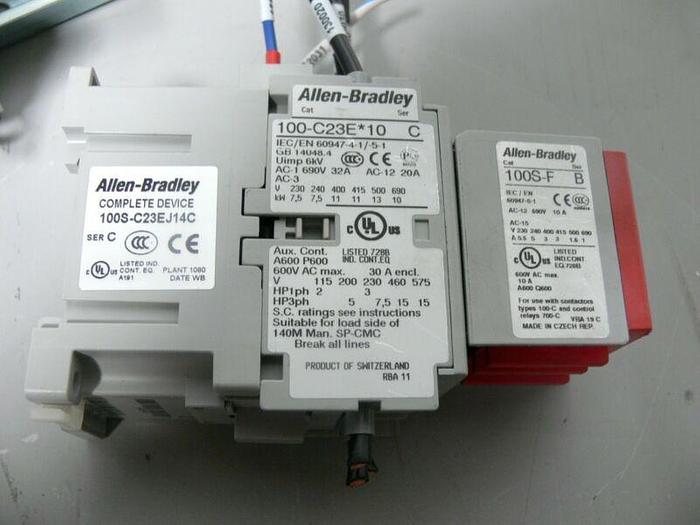 Used Allen Bradley 100S-C23EJ14C Ser C Safety Contactor + 1492-FB3C30-L Fuse Holder