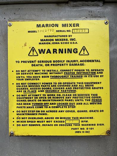 Used 45 CU. FT. MARION PADDLE BLENDER - S/S - 10 HP