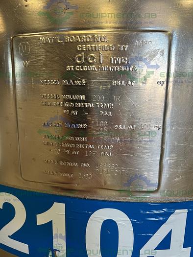 Used DCI  200 Liter Stainless Steel Jacketed Mixing Tank w/ PharMix Agitator