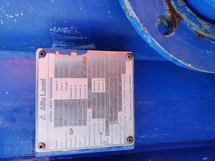 Used 2000 ALFA LAVAL SPIRAL HEAT EXCHANGER MODEL 111-V