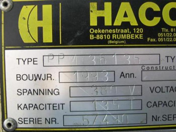 Used 1993 Haco PPM36135 Hydraulic Pressbrake