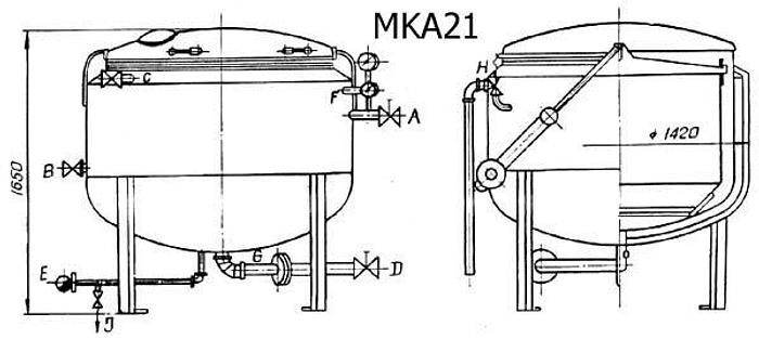 Used Kocioł warzelny parowy o pojemności 1.000 l - "MKA 21"
