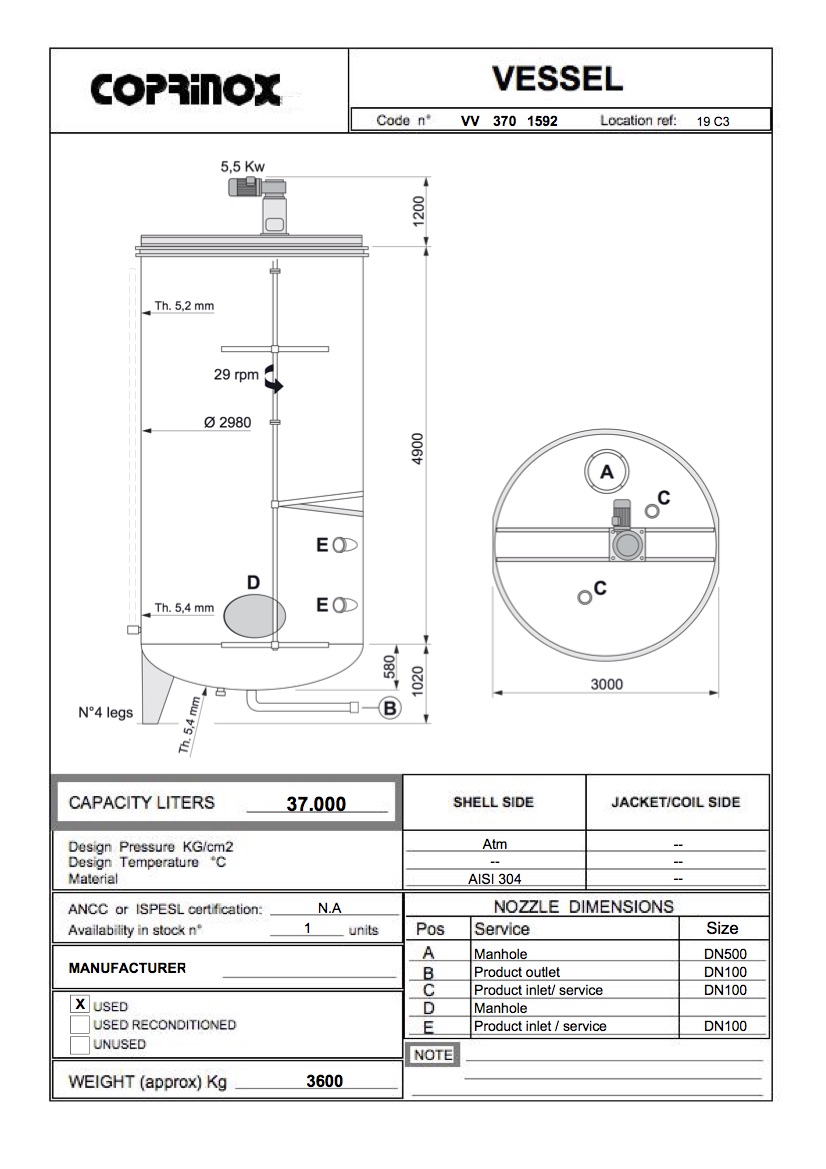 Usato Serbatoio con agitatore, da 37000 Litri