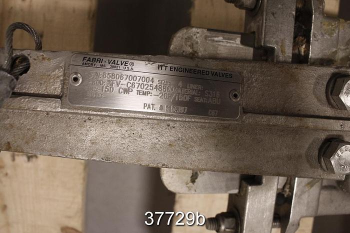 Used Fabri 4" Hand Operated Knife Gate Valve, C67 #37729