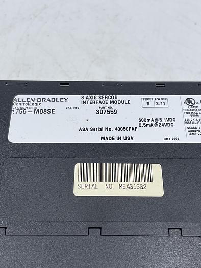 Used Allen-Bradley 1756-M08SE Ser B FWREV 2.11