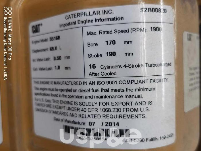 1.6 MW 2014 New Caterpillar 3516B Diesel Generator