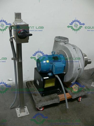 Used WEG 5HP Chicago Blower size 1500 w/ Aeroacoustic 8-TA-2A Tubular Silencer