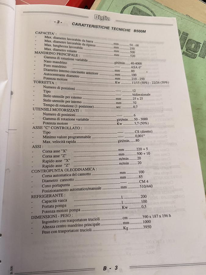 Buone Tornio Cnc BIGLIA B 500/S