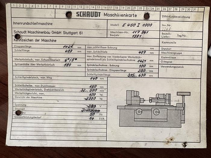 Buone Rettifica per Interni SCHAUDT E 450 I 1000