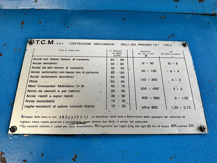 Buone Segatrice a Nastro Automatica TCM EAGLE 320