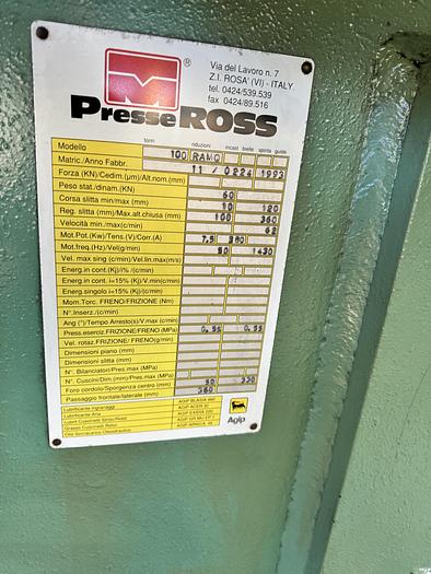 Ottime Pressa Eccentrica ROSS 100 RAMQ