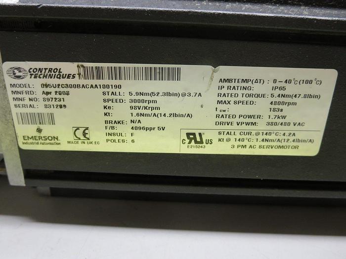 Used Unimotor/Emerson & Apex Dynamics Servo Motor W/Gear Box (R)