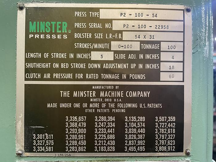 Used Minster P2-100-54