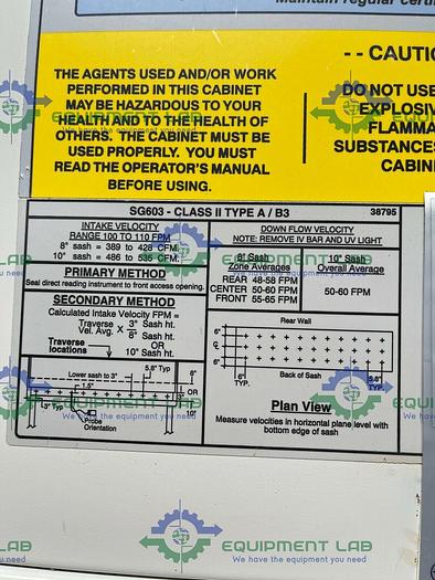 Used Baker SterilGARD III SG603- Class II Type A/B3 Biological Safety Cabinet 6Ft