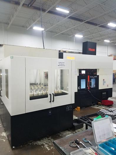 2017 MAZAK DUAL TURN 200, DUAL SPINDLE, DUAL TURRET CNC LATHE WITH GANTRY LOADER & TABLE, MAZATROL SMOOTH "C" CONTROL