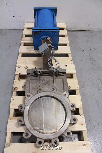 Used Fabri  14" Air Operated Knife Gate Valve, 316 Stainless Steel Body, Rubber Seat #27379