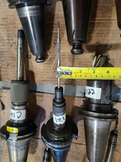 Used CAT 50 CT Tool Holders One Lot  of 8 Assorted CNC Tooling  with Cutters & Drills