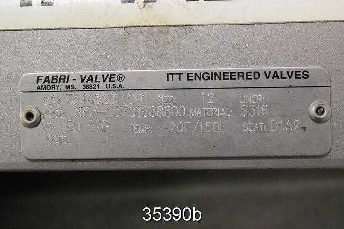 Used Fabri FV-C3701888800 12" Hand Operated Knife Gate Valve #35390