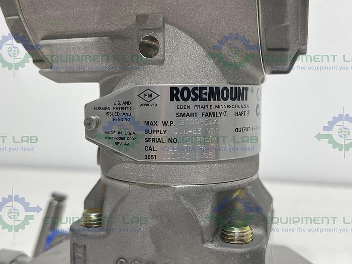 Rosemount 3051 Smart Pressure Transmitter 3051CD1A02A1JS5 w/ C305121124 Manifold