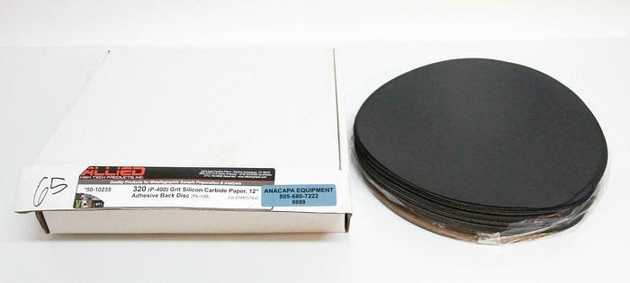 Allied 50-10235 320 Grit Silicon Carbide Paper Adhesive Disc 12" LOT OF 65 (6889