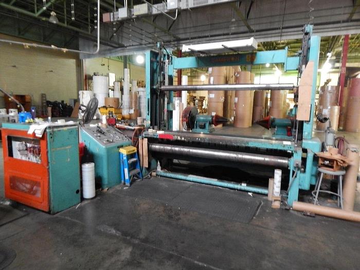 Used 96" CAMERON TWO DRUM SLITTER REWINDER 50" DIAMETER ROLL