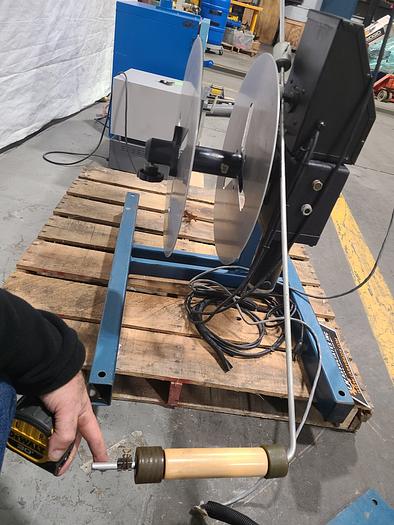 Used Rapid Air Industries Dual Motorized Stock Feed Reels with Antenna Feed Control. 