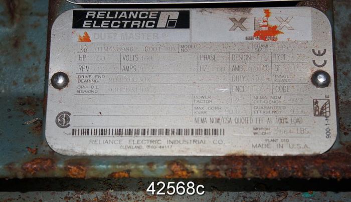 Used Toshiba/Reliance A/C Motor, 150 Hp, 710 Rpm, 449T Frame #42568