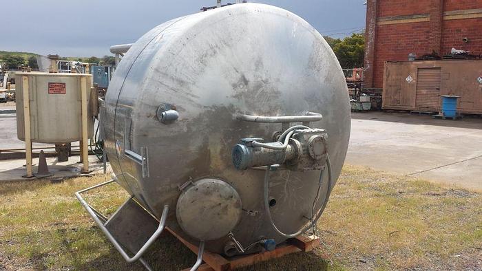 Used Tank, 1,000 Gallon, S/st, Jkt, DCI, Scrape Agit, CB/DT #S740387