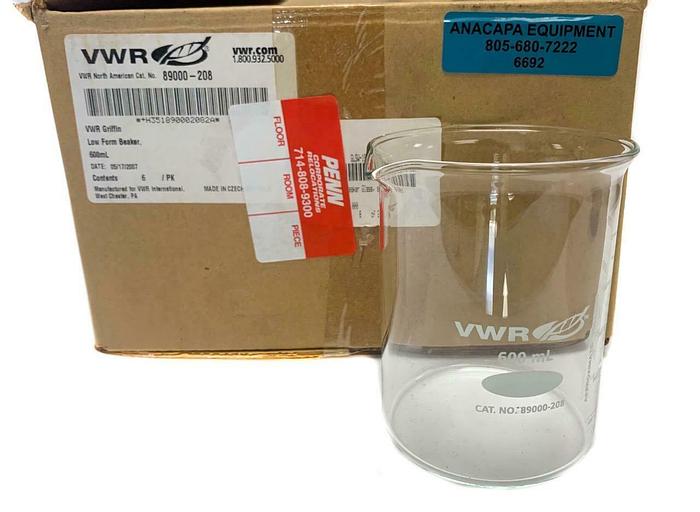 VWR Griffin Low Form Beaker 600mL, Cat:89000-208 Lot of 6 NEW (6692)W