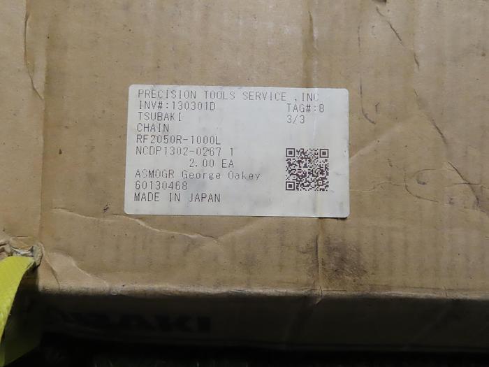 Used Tsubaki RF2050R-U Double Pitch Chain,