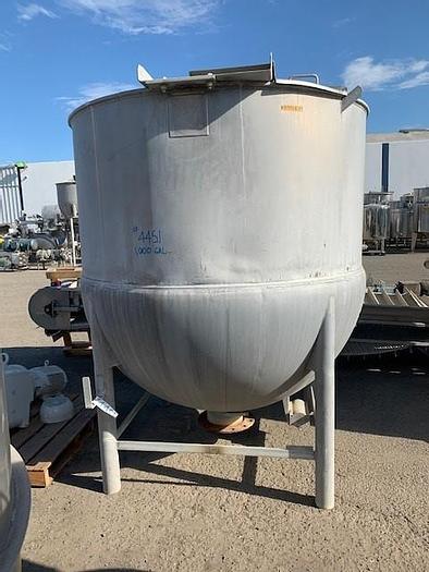 Used 1971 Lee 1,000 Gal Stainless Steel Jacketed Mix Kettle W/ Sickle Agitator