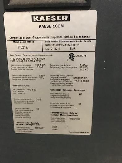 Used KAESER AIR COMPRESSOR 400 HP MODEL FSD 400 MFG. 2009 W/ AIR DRYER