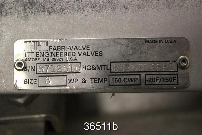 Used Fabri 8" Hand Operated Knife Gate Valve, C37S316FRI #36511