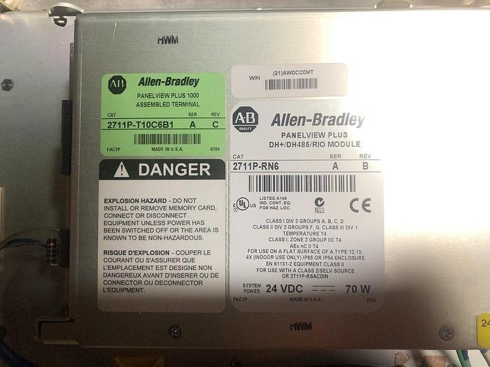 Used ALLEN BRADLEY PANELVIEW PLUS 1000