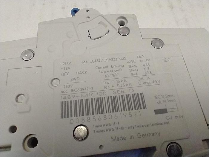 Used Allen Bradley mini breaker 1489-M 1489-M1C100 10AMP 1 Pole GH#A39