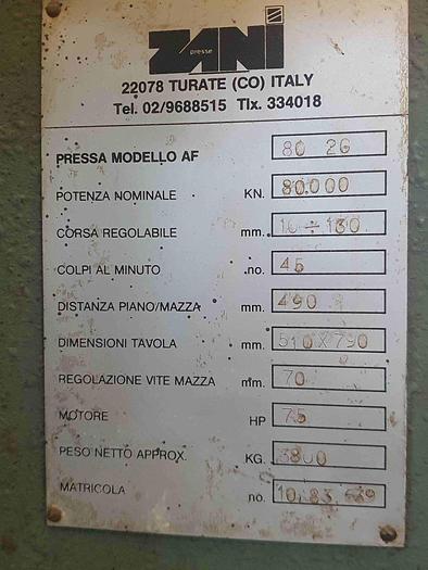 Usato PRESSA MECCANICA ZANI AF 80