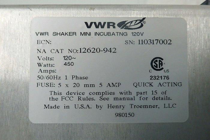 Used VWR 12620-942 Incubating Mini Shaker