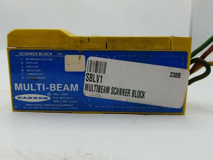 Used BANNER SBLV1 SCANNER BLOCK MULTI-BEAM photoelectric