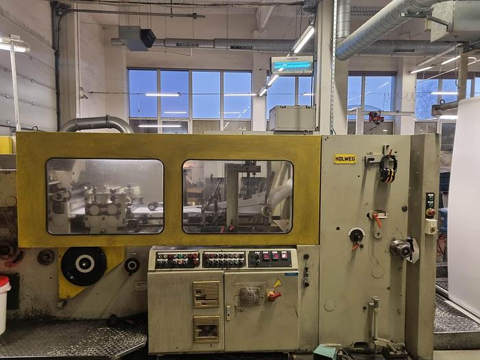 Used (visible in production) 2001 HOLWEG RS26 + IF 526 printing unit (4 colours) - Flat & satchel paper bag machine