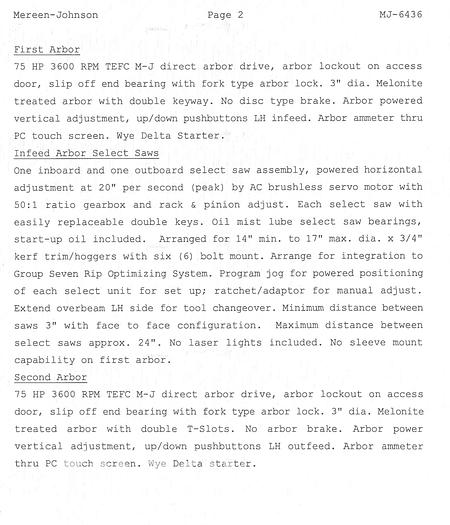 Used 2002 Mereen Johnson 424-DC-2+4 Gang Rip Saw