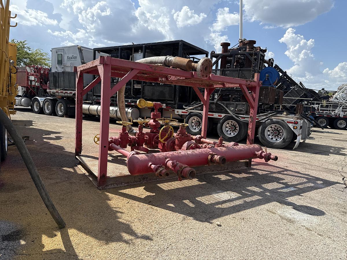 Used 5000# Choke Manifold - (2) 4 1/8" & (4) 2 11/16" Manual Valves - (2) Manual Chokes - Skidded