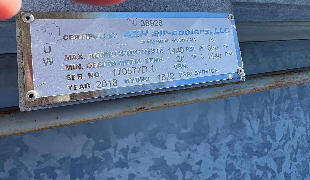 Used 2018 AXH 120-VVF Air-Cooled Heat Exchanger (Fin-Fan / Gas Aftercooler)