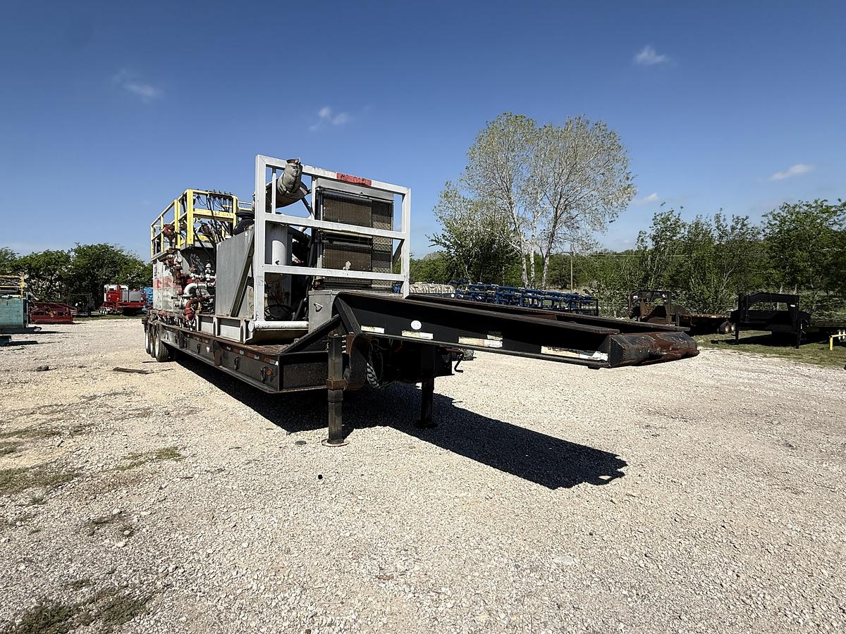 Used Oilwell SA634-5 10K WP Triplex Cement Pump Unit P/B Detroit Series 60 Skidded MTD on 2007 Lufkin Narrow Neck Lowboy