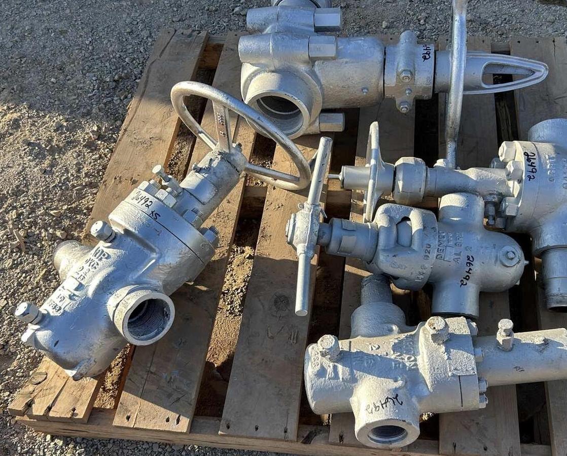 Used (1) Orbit 2 1/16" 3K, (1) Demco 2", (1) Barton 2 1/16", (1) AOP 2 9/16" 5K, (1) OTEC 14" 2K Valves
