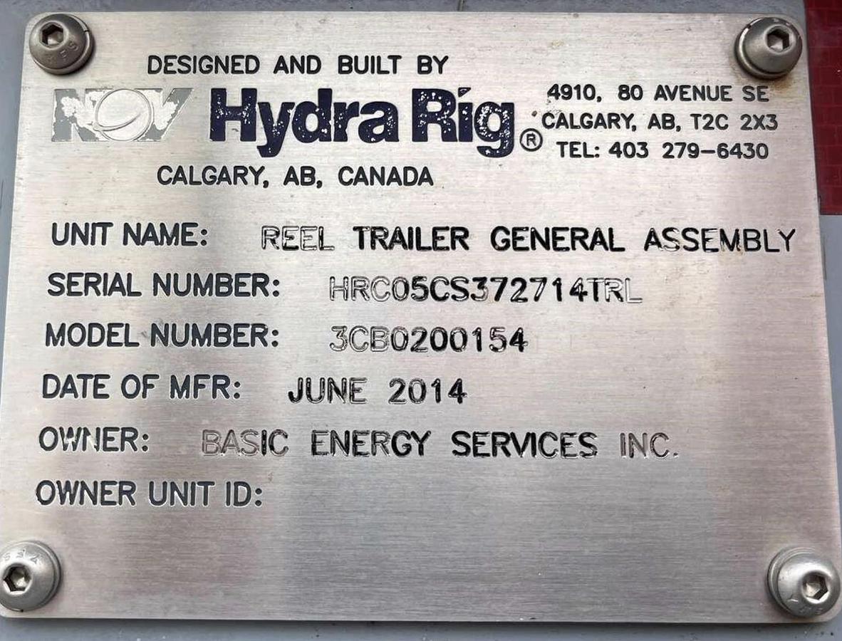 Used 2015 PEERLESS CH-53-3A 4-Axle Coil Tubing Reel Trailer