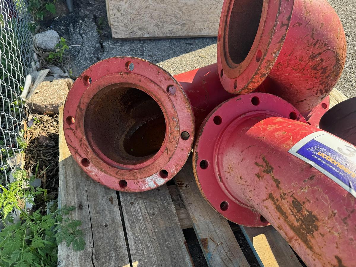 Used (3) 8" Flanged Steel Elbows, (1) 10" Steel Elbow
